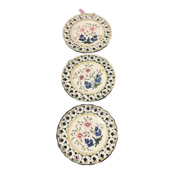Set Of 3 Jay Willfred 9.25" Decorative Floral Plate Made In Portugal Andrea - Picture 2 of 7